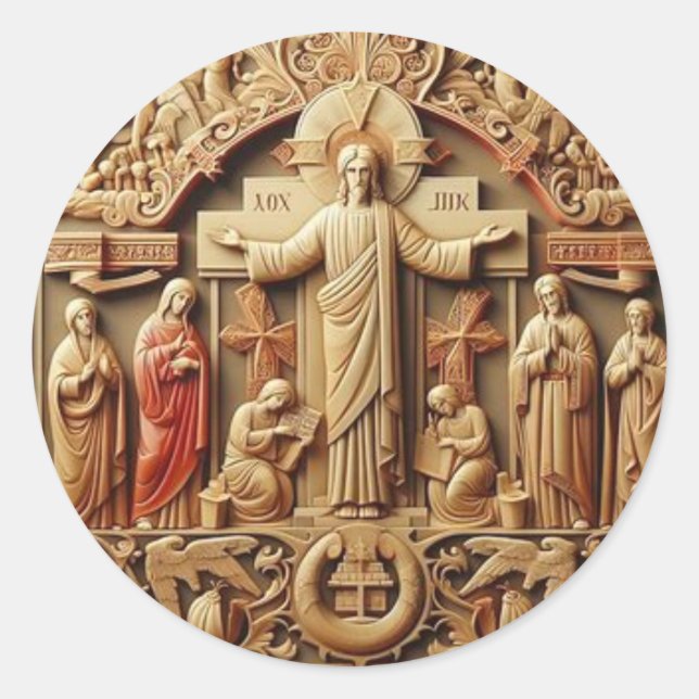 Crucifixion Runt Klistermärke (Framsida)