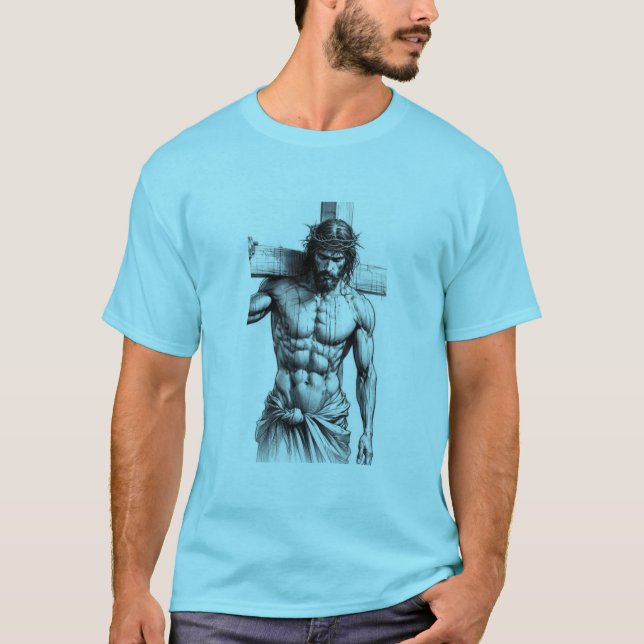 Crucifixion Strength - Jesus bär Kor T Shirt (Framsida)