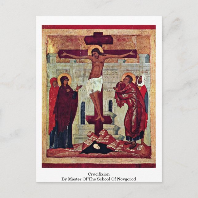Crucifixion, utförd av mästaren i Novgorod Vykort (Framsida)