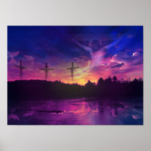 Crucifixionen av den Jesus Kristus på kor Poster
