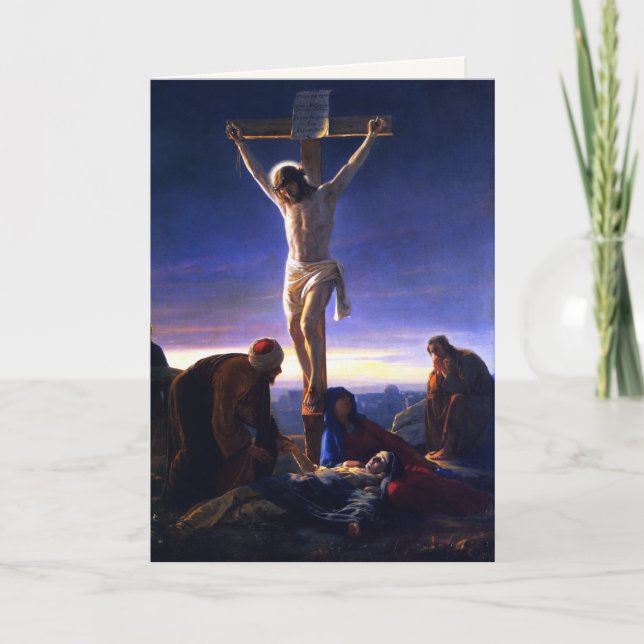 Crucifixionen av Jesus. Konstpåskkort Helgkort (Framsida)