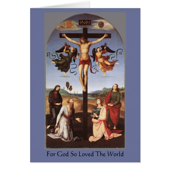 Crucifixionen av Kristus vid Raphael Hälsningskort (Framsidan)