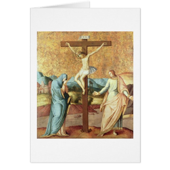 Crucifixionen med oskulden och Stet John Even Hälsningskort (Framsidan)
