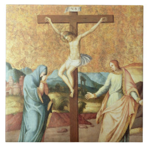 Crucifixionen med oskulden och Stet John Even Kakelplatta