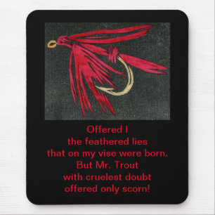 "Cruel Trout"-dikt med "Red Ibis"-blöten fly Musmatta