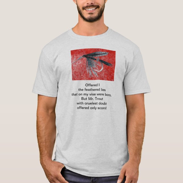 "Cruel Trout" ursprungligt dikt med flygfiske art T Shirt (Framsida)