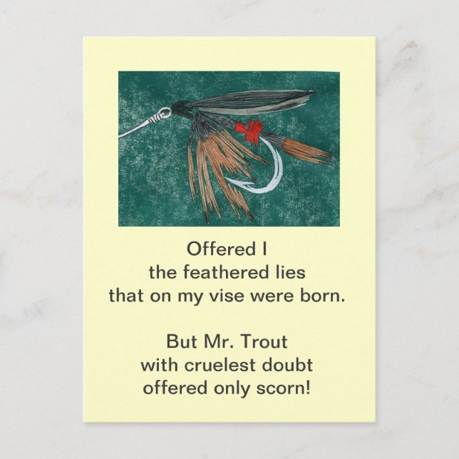 "Cruel Trout" vykort "Järn Blue Dun" (Framsida)