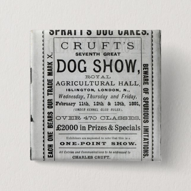 Crufts för affischadvertizing Show för hund Knapp (Framsida)