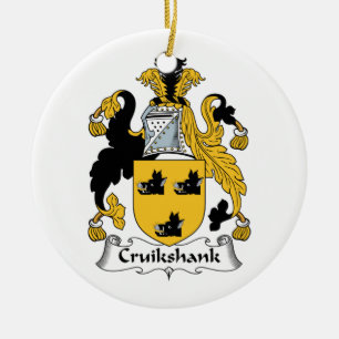 Cruikshank familjvapensköld julgransprydnad keramik