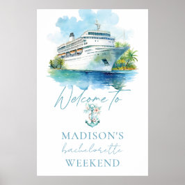 Cruise Bachelorette Party Anpassningsbar Watercolo Poster