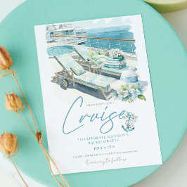Cruise Bachelorette Party Boat Watercolor Inbjudningar