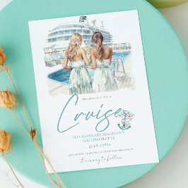 Cruise Bachelorette Party Watercolor Bride Inbjudningar