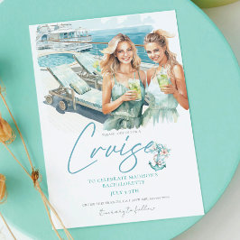 Cruise Bachelorette Party Watercolor Girls Inbjudningar