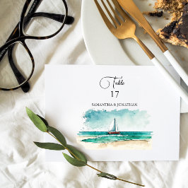 Cruise bröllop, modern minimalistisk vattenfärg bordsnummer