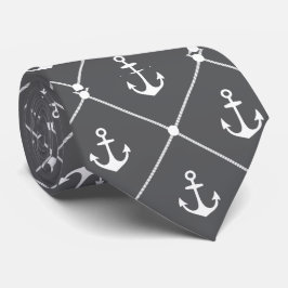 Cruise Bröllop Nautical Anchor Mönster Grått Slips