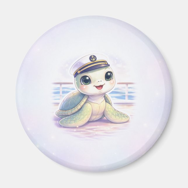 Cruise Door Magnet - Kawaii Turtle Nautical Design (Framsidan)