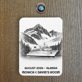 Cruise Frakt Ocean Alaska Berge Black White Magnet