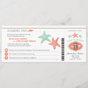 Cruise Frakt Starfish Boarding Pass Bröllop Inbjudningar