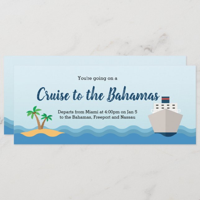 Cruise Gift Coupon Biljett-inbjudan Inbjudningar (Fram/baksida)