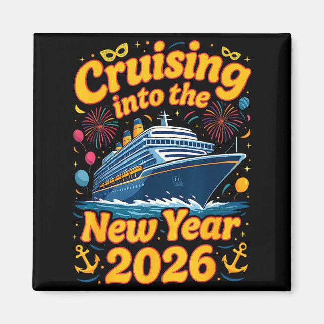 Cruise Into The New Year 2026 Crew Squad Family Ma Magnet (Framsidan)
