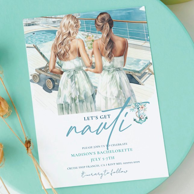 Cruise Låt oss hämta Nauti Bachelorette Inbjudningar (Skapare uppladdad)