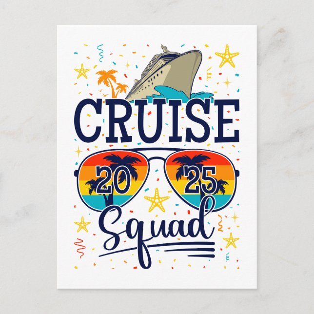 Cruise Squad 2025 Kryssnings Semester Vykort (Framsida)