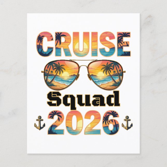 Cruise Squad 2026 - Retro solnedgång Flygblad (Framsidan)