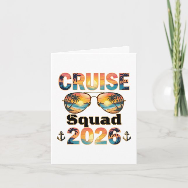 Cruise Squad 2026 - Retro solnedgång Helgkort (Framsida)