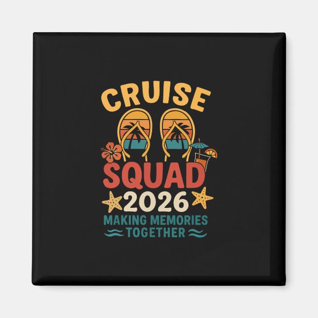 Cruise Squad 2026 Tropiskt solnedgångsurloub  Magnet (Framsidan)