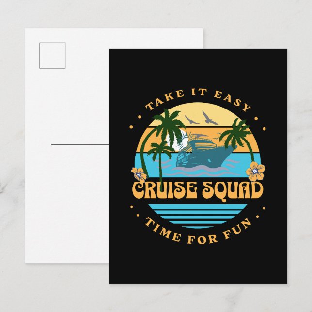 Cruise Squad Retro Kryssning Inbjudan Vykort (Fram/baksida)