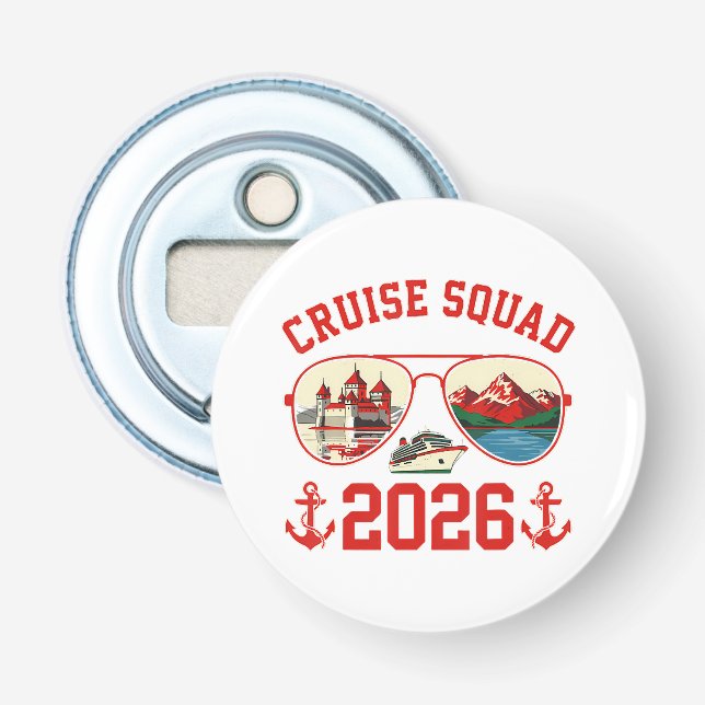 Cruise Squad Schweiz Semesterresa 2026 Flasköppnare (Framsidan)