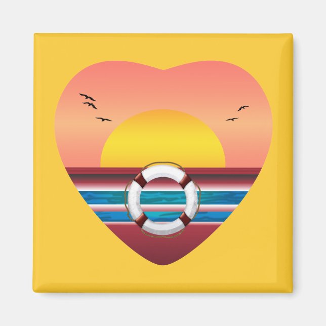 Cruise Sunset View Heart Magnet (Framsidan)