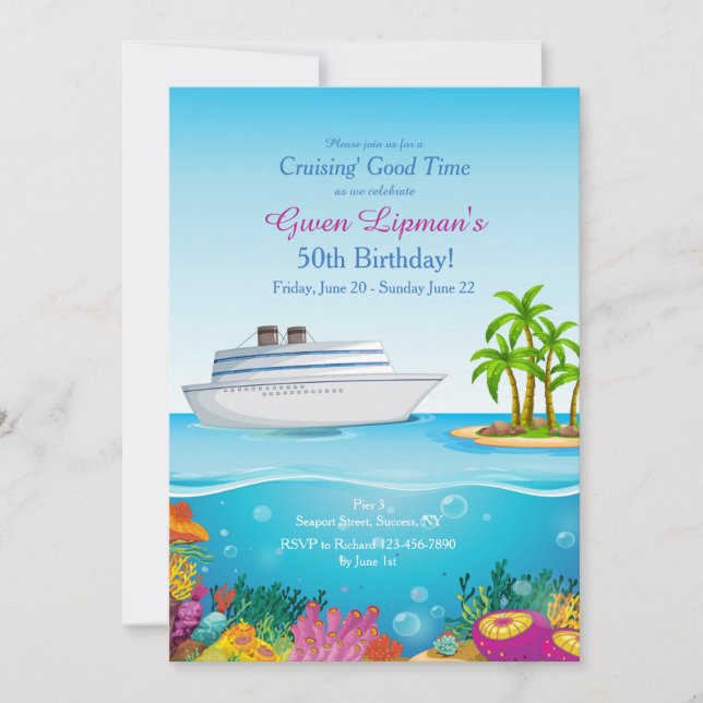 Cruise to Paradise Invitation Customized Inbjudningar (Framsida)