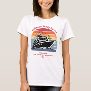 Cruise Vacation Retro Sunset Summer Family Reunion T Shirt