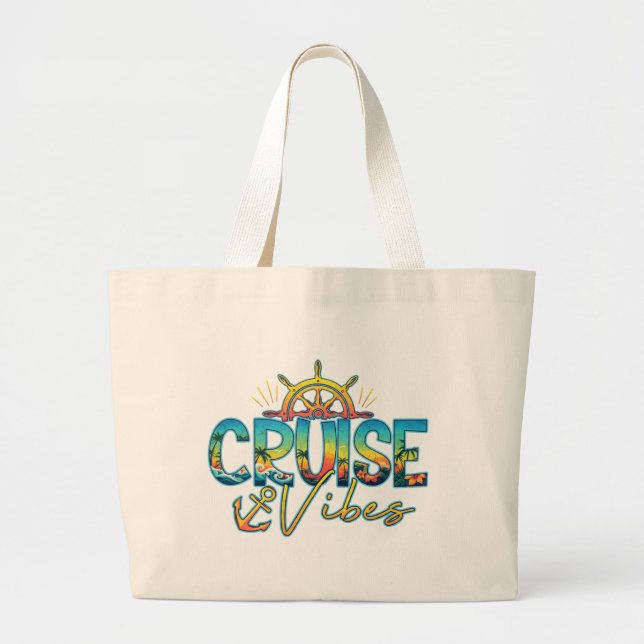 Cruise Vibes Beach Nautical Tote Bag Jumbo Tygkasse (Framsidan)
