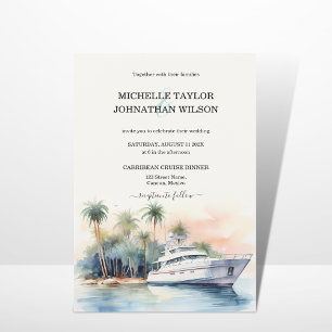 Cruise Yacht Destination Wedding Handflatan Träd B Inbjudningar