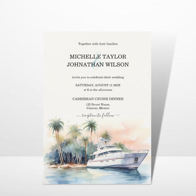 Cruise Yacht Destination Wedding Handflatan Träd B Inbjudningar (Skapare uppladdad)