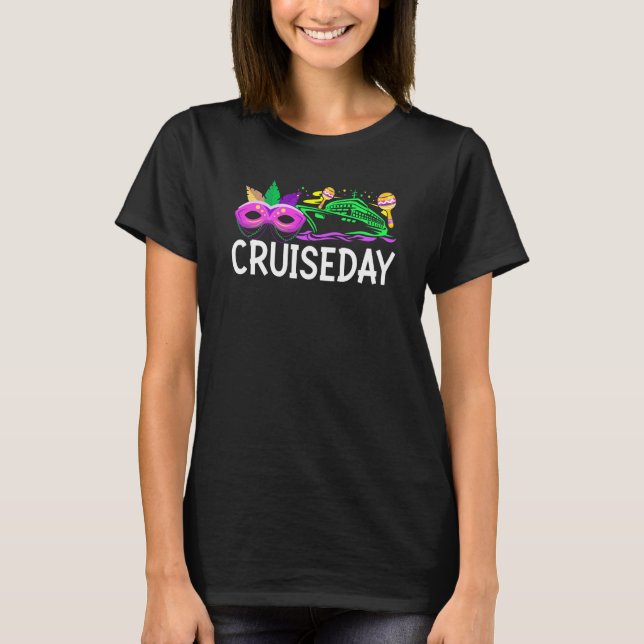 Cruiseday Mardi Gras Celebrations Parade Boat Fat  T Shirt (Framsida)