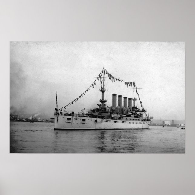 Cruiser Washington förankrad i Seattle Harbour Poster (Framsidan)