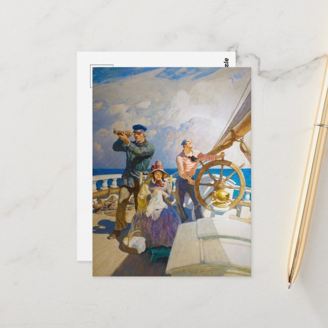 Cruises by Newell Convers Wyeth Vykort (Fram/Back In Situ)