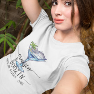 Cruisin and Boozin Martini Glas Kryssning Fartyg T Shirt