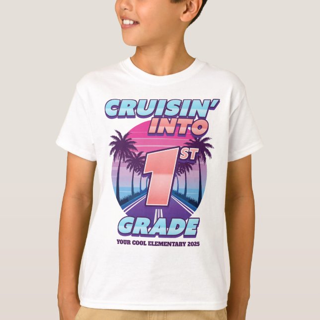 Cruisin’ Back to School 1st Grade T Shirt (Framsida)
