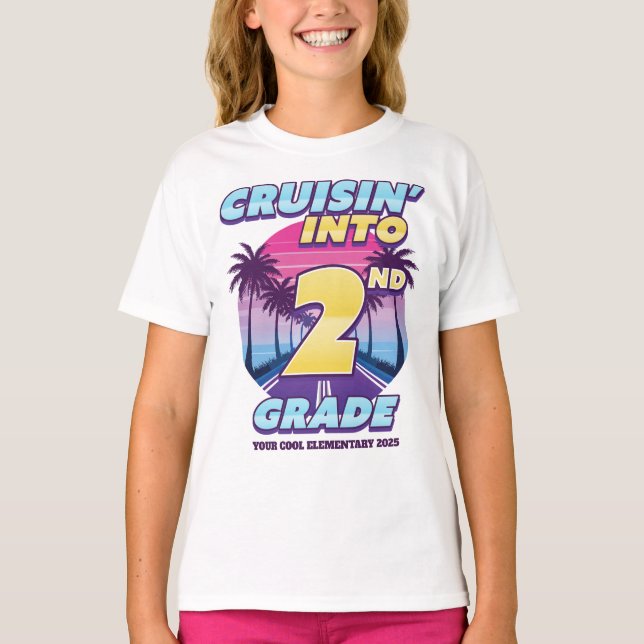 Cruisin’ Back to School 2nd Grade Girl's T Shirt (Framsida)