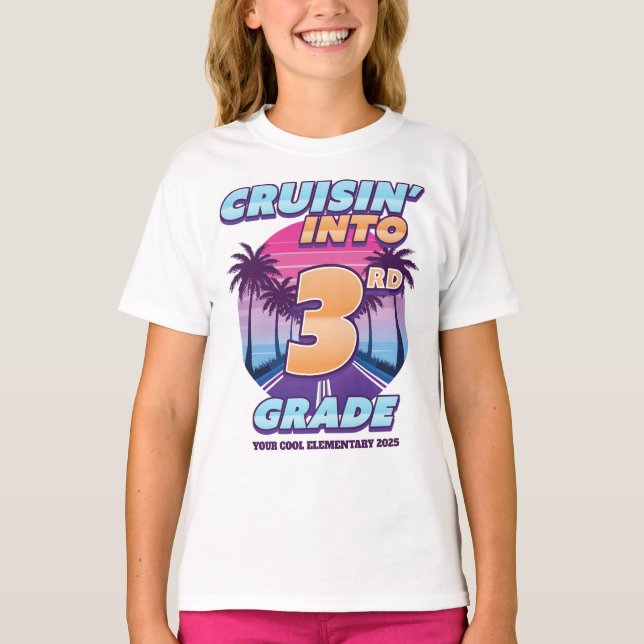 Cruisin’ Back to School 3rd Grade Girl's T Shirt (Framsida)
