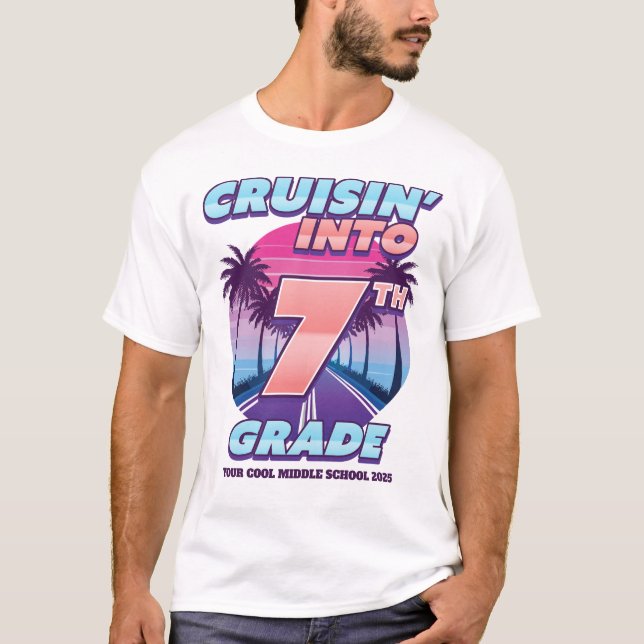 Cruisin’ Back to School 7th Grade (Bigger Sizes) T Shirt (Framsida)