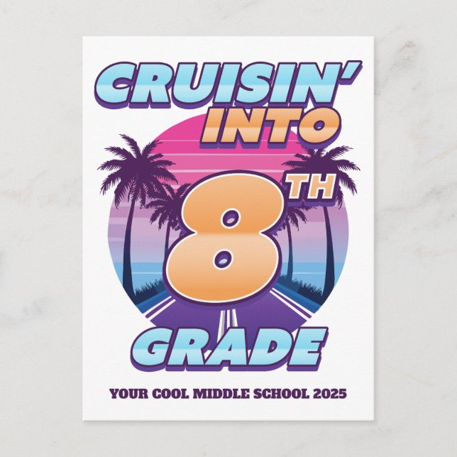 Cruisin" Back to school 8:e Klass Helg Vykort (Framsida)