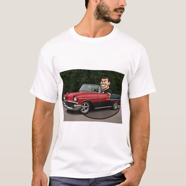 Cruisin’ Classic: Cartoon Driver in a 55 Chevy T Shirt (Framsida)