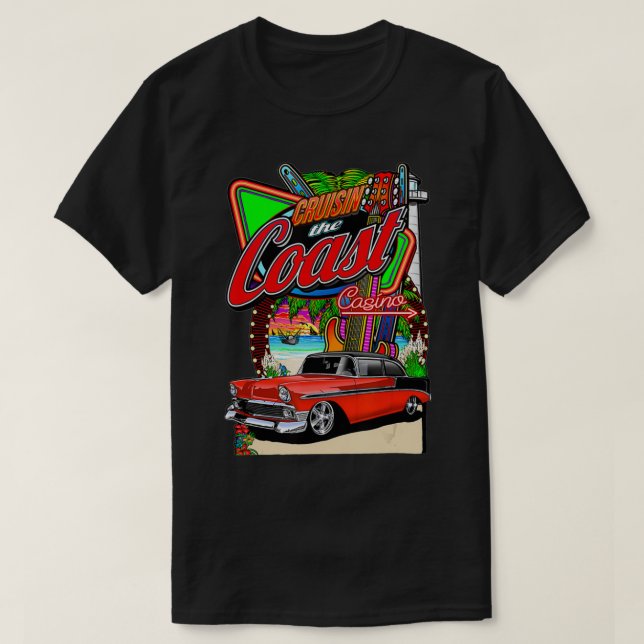 Cruisin Kusten Classic Car Rod Springa Casino typo T Shirt (Design framsida)