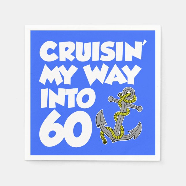 Cruisin My way in to 60 Boat ThLED Party Napkins Pappersservett (Framsidan)
