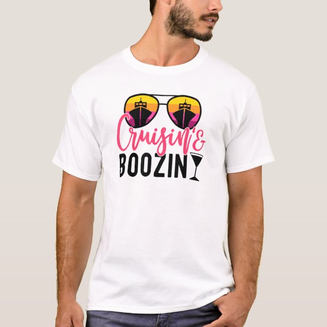 Cruisin och Boozin Cruise Frakt T Shirt (Framsida)
